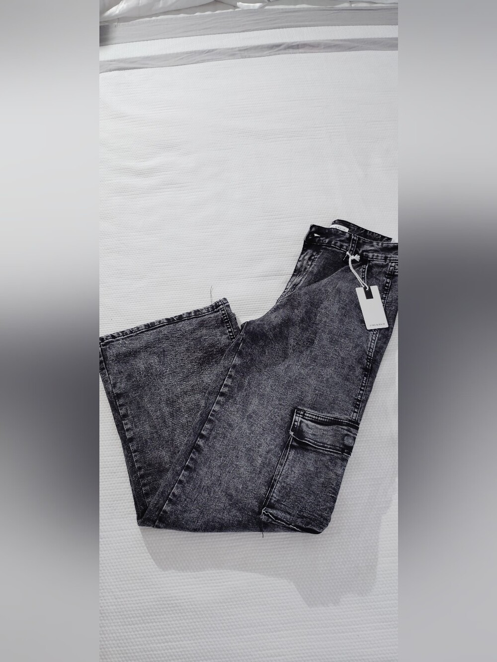 Fire & Rain Women’s Black Acid Wash Cargo Wide Leg Jeans Juniors 11